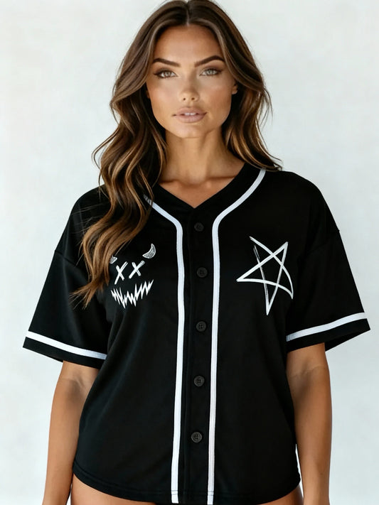 666 Jersey | SS | Contrast Piped Button-Up
