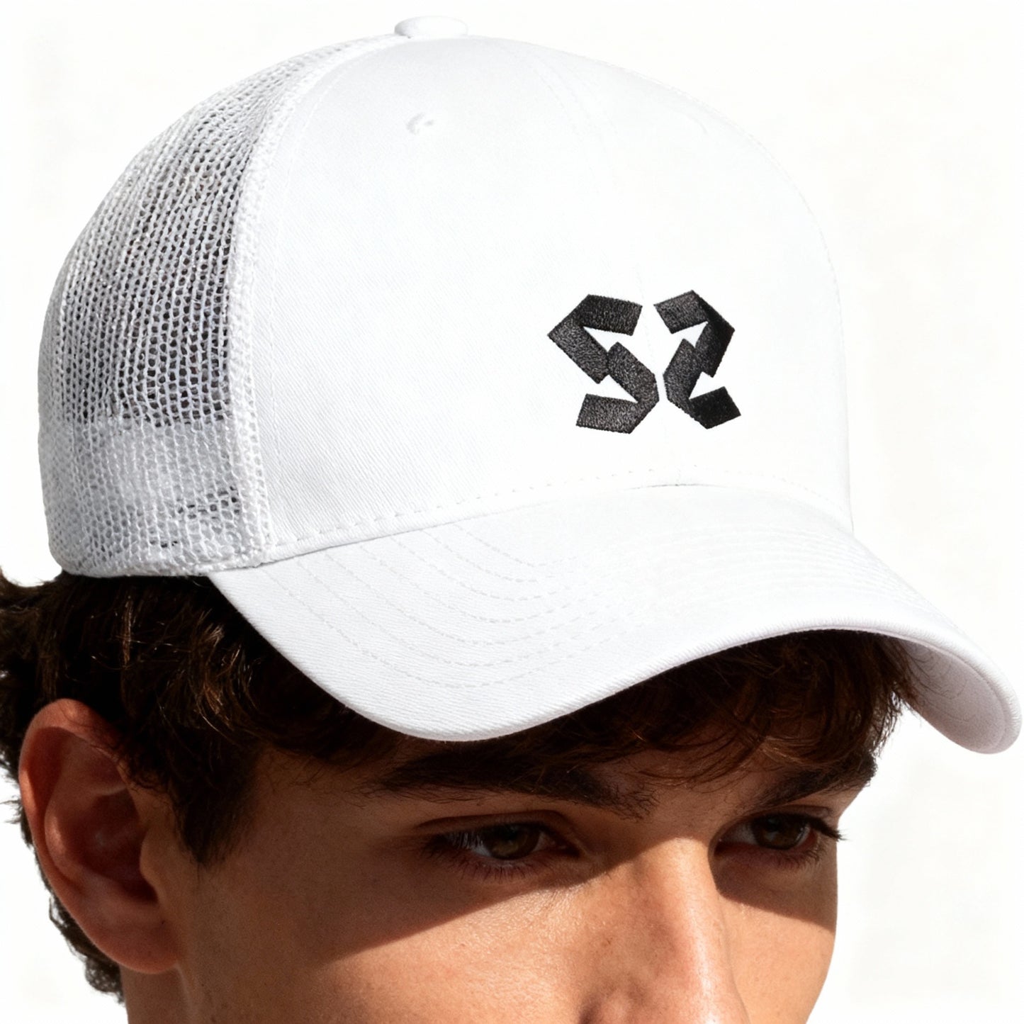 BLACK WHITE | SS CAP  | 6-Panel Trucker Hat |  Flexfit